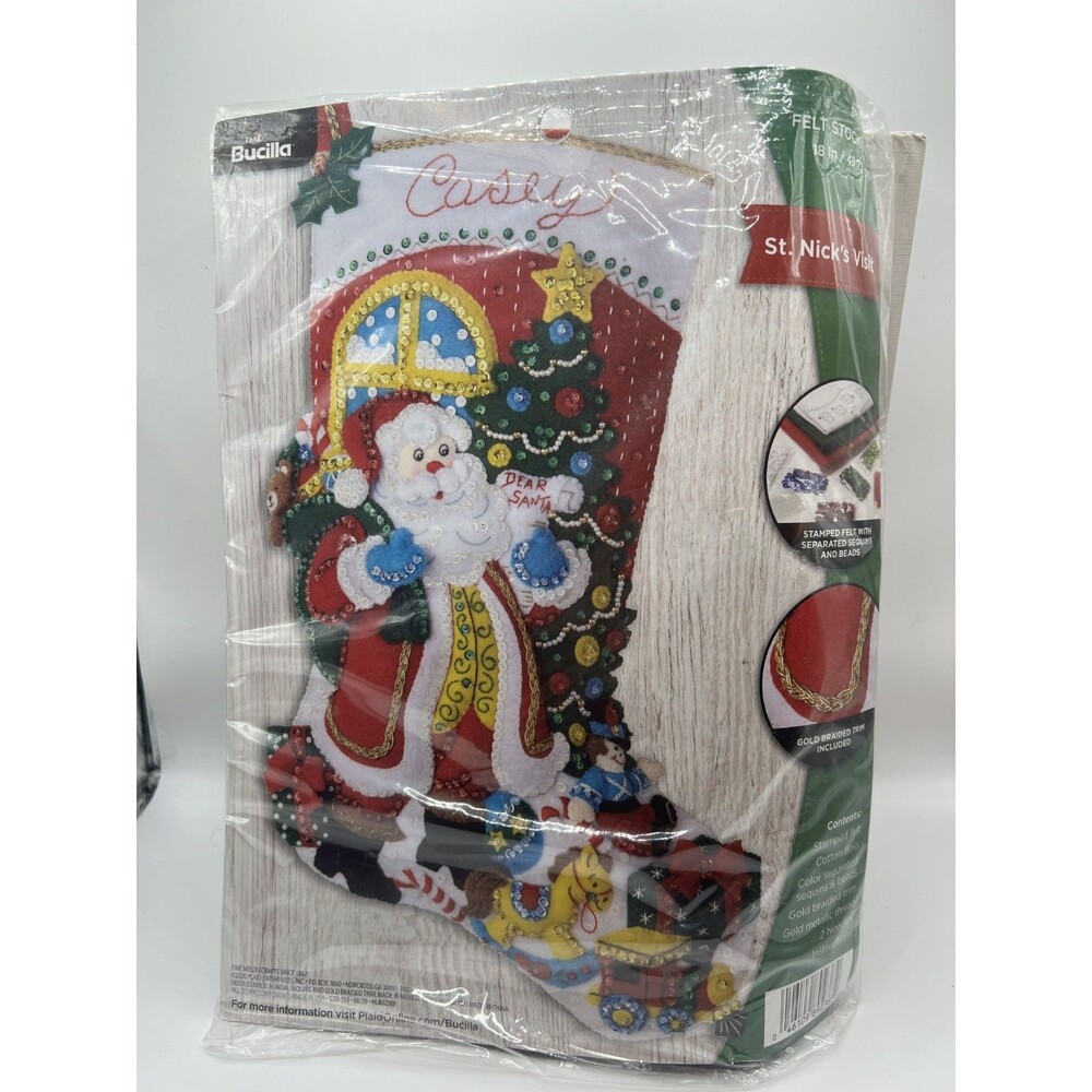 Bucilla St. Nick's Visit Stocking Kit-(89238E) 2020-RARE